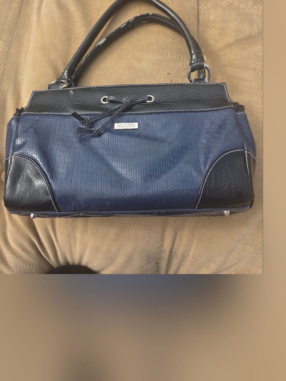Black & Navy Shoulder Carry Around Bag - Classic Tote By Miche